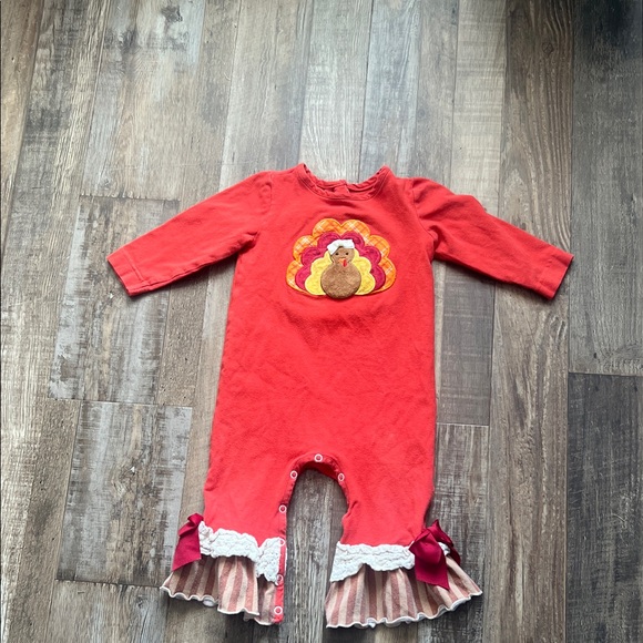 Red Turkey Appliqué Baby Romper - Picture 1 of 2